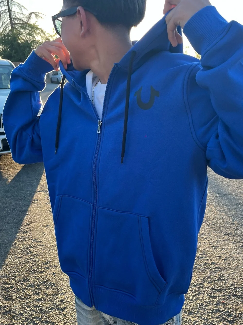 True Religion Cobalt Blue Full-Zip Hoodie